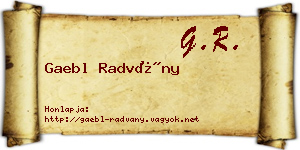 Gaebl Radvány névjegykártya